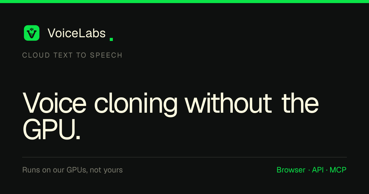 Cloud Text to Speech with Voice Cloning, No GPU — VoiceLabs
